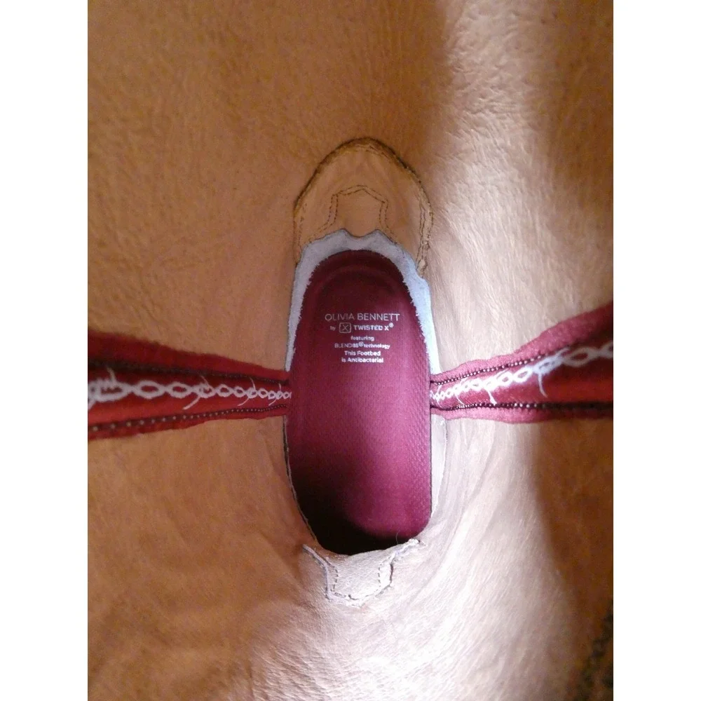 Twisted X WXTL003 W Wide Square Toe Western Boots Ginger‎ And Rose Red Size 8 B